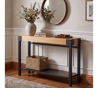 Table D'appoint Hwc-Q68, Table De Téléphone, Table D'appoint, Style Industriel Rétro, En Bois, 82 X 120 X 31 Cm Bois Naturel, Métal Noir