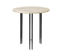 GUBI Table basse IOI Ø50 cm Noir - laiton - marbre beige