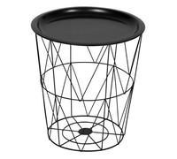 Atmosphera – Table d'appoint Kumi coffre D. 37 x H. 40 cm, acier filaire, plateau amovible – noire