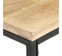 Table d'appoint latérale 40 x 40 x 35 cm en bois massif de mangue | Bois tropical résistant, pieds en fer verni, étagère supplémentaire, style naturel unique