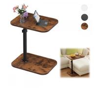 Table d'appoint lit multifonction-MENGDA-Hauteur réglable 43-72cm-Bois-Pour salon chambre-Marron