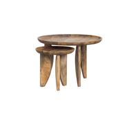 HIGH HEELS - Set de 2 tables basses rondes en bois Marron
