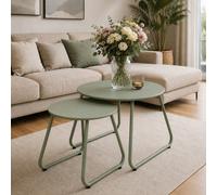 Table d'appoint lot de 2 tables rondes Ø60/40 cm vertes table basse table d'a...