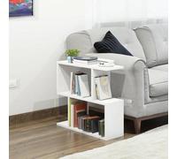 Table d'appoint LUNOR en forme de S, 3 compartiments, 60 x 20 x 60 cm, blanche