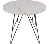 Table d'appoint - Marbre blanc - Ø55x45 cm - Structure en fer noir - Plateau en marbre
