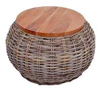 Table d'appoint HWC-M30, Table en rotin table de fleurs table de café table de salon table en bois, ronde 33x49x49cm, Kubu rotin naturel