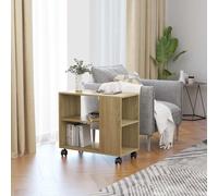 Table d'appoint mobile à roulettes en bois contreplaqué chêne Sonoma 70 x 35 x 55 cm