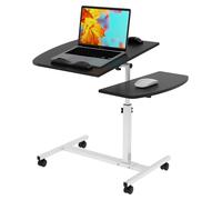 Table d'appoint mobile - Bureau d'ordinateur à hauteur réglable - Bordure de sécurité - Gain de place - Anti-basculement - 60 x 40 cm - Hauteur réglable de 61,5 à 96,5 cm - Noir