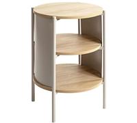 Table d'appoint moderne Azomor grise avec étagères en chêne et structure métallique
