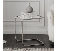 Table d'appoint moderne blanche - Table d'appoint multifonction pour salon et chambre à coucher, cadre en métal facile à nettoyer, meuble d'appoint élégant 41,9 x 43,2 x 127 cm