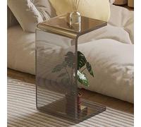 Table d'appoint moderne en forme de U en acrylique transparent, table de chevet et tabouret de salle de bain, table basse pour chambre à coucher et salon, gris, 30 x 30 x 55 cm / 12x12x22in