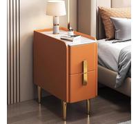Table d'appoint moderne minimaliste | Casier de chevet fin avec double tiroir | Table d'appoint multifonctionnelle pour bureau, chambre à coucher, salon | Finition ardoise élégante
