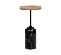 Table d'Appoint Moderne Ronde Plateau en Bois d'Acacia Base en Métal N