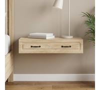 vidaXL Table d'appoint murale Armoire de rangement Bois d'ingénierie Blanc 87,5 x 34,5 x 17 cm