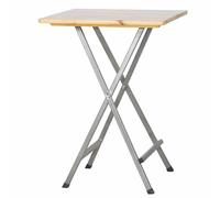 Table d'appoint Natura en pin, 80 x 80 cm, structure en acier gris, plateau de table de jardin en bois de pin naturel