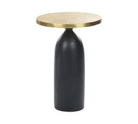 Beliani Table d'Appoint Noir et Doré en Aluminium Revêtu de Poudre Plateau Rond Tekapo