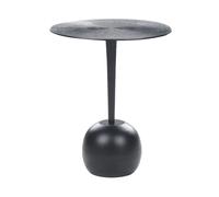 Table d'Appoint Noire en Aluminium à Socle en Boule Pied Fin et Plateau Ron