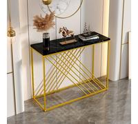 Table d'appoint noire laquée avec pieds dorés, dimensions 100x35x77 cm, table console polyvalente
