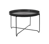Table d'Appoint Noire Plateau Rond 78cm - PLATO -