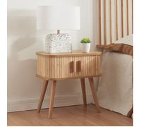 Table d'appoint Nordkapp avec portes coulissantes MDF bambou bois 48 x 30 x 45 cm naturel