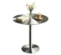 Table d'appoint or/argent tables basses tables de bar à cocktails | Table supérieure en acier inoxydable，grande table de bistro de pub de cuisine de salle à manger(Silver,70x70x75cm)