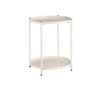 Table basse - TECTAKE - Table d'appoint ronde OXFORD avec 2 étages en acier avec pieds en plastique Ø 45,5 x 53 cm - Crème