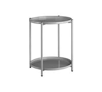 Table basse - TECTAKE - Table d'appoint ronde OXFORD avec 2 étages en acier avec pieds en plastique Ø 45,5 x 53 cm - Gris