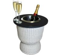 Table d'appoint Paris avec fonction de refroidissement et refroidisseur à boissons intégré en acier inoxydable | Table d'extérieur 2-en-1 pour jardin et balcon | Résistante aux intempéries et aux UV |