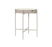 Table d'appoint plateau amovible aspect pierre naturelle piétement métal laqué beige - SHANON -