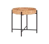 Table d'appoint Plateau en Jacinthe Tressée Amovible Pieds en Métal Laqué Noir - MAUREEN - ALTOBUY Noir G
