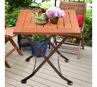 Table d'appoint pliable table de camping balcon table longueur 45 cm bois d'eucalyptus pliable, métal marron, H 45 cm, jardin balcon