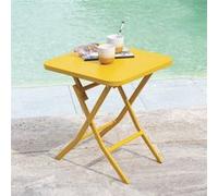 Table d'appoint de jardin carré GREENSBORO Jaune moutarde 40 x cm - Acier, Traitement anti-rouille renforcé Hespéride