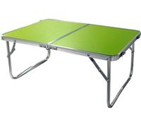 Table d'appoint pliante Famanu, de faible hauteur, dimensions 60 x 40 x 26 cm, couleur verte, structure en métal, plateau en bois