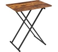 Table d'appoint pliante, table basse extra-large, table pliante réglable en hauteur, 60 x 40 x 60 cm, tiroir TV de style industriel, table plateau, table snack, facile à monter, brun foncé