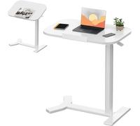Table d'appoint pneumatique à hauteur réglable – Plateau rabattable à 90°, flexible pour une utilisation comme table de canapé, de lit ou de balcon, hauteur réglable de 65 à 105 cm, gain de place et p