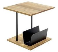 HAKU Table d'appoint chêne massif & métal noir L45×H45×P45 cm – Moderne