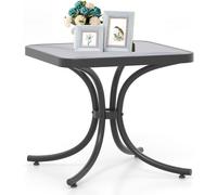 Table d'appoint pour jardin ou balcon - Table d'extérieur carrée - Plateau en verre trempé - Résistante aux intempéries - 50 x 50 x 45 cm - Noir