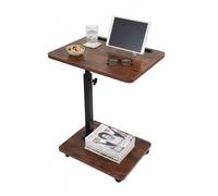Table d'appoint Relaxdays en C réglable en hauteur 48-84 cm à glisser sous canapé roulettes style industriel brun