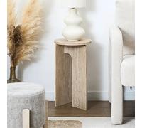 Table d'appoint ronde 30x50 cm décor travertin - PORYA