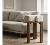Table d'appoint ronde 38cm en bois de manguier massif teinte foncée vori