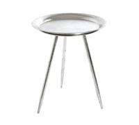 Table d'appoint ronde 38x47 cm en métal laqué argenté