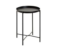 Table d'appoint ronde 39x50 cm en métal laqué noir