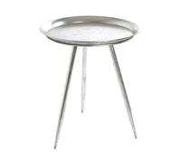 Table d'appoint ronde 44x54 cm en métal laqué argenté