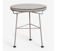 Table d'appoint ronde Ø45 cm en acier et rotin synthétique Acapulco Moka Brown