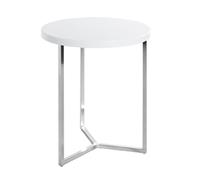 Table d'appoint ronde 45x54 cm blanc brillant