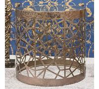 Table d'appoint ronde 50 cm en verre et métal bronze antique