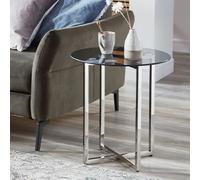 Table d'appoint ronde 50x55 cm en verre gris et inox