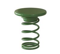Table Dappoint Ronde à Ressort, Table Dappoint en Métal Rouge avec Plateau en Bois Massif, Petite Table De Chevet Ou Tabouret Moderne pour Salon, Chambre Ou Balcon Green