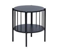 Table d'Appoint Ronde avec Étagère Bout de Table Noir 40 cm Oreana