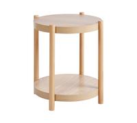 Table d'Appoint Ronde avec Étagère Design Traditionnel Scandinave MDF Bois Clair